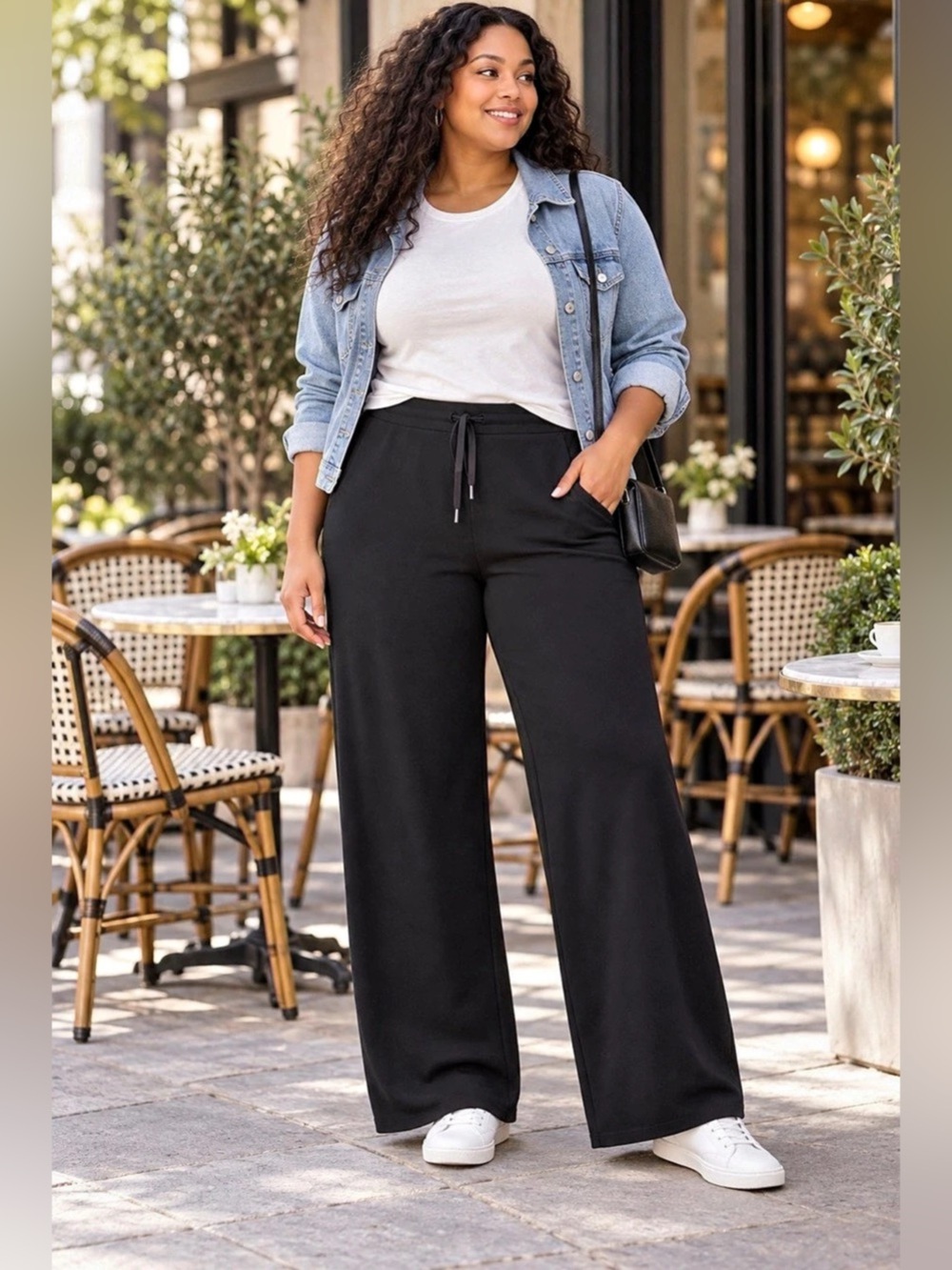 SPANX Perfect Pant Wide Leg Pants in Black XL